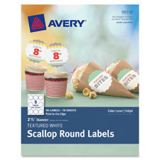 AVERY 8218 LABEL, TEXTURED SCALLOP RD