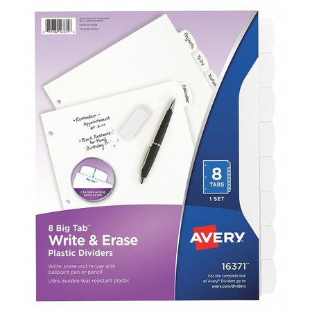 AVERY 16371 DIVIDERS,WRITE-ON,8TAB,WE