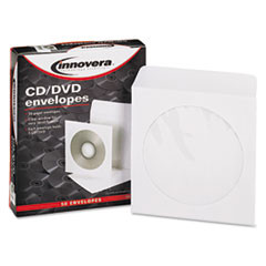 INNOVERA 39403 CD/DVD ENVELOPES, CLEAR WINDOW, WHITE, 5