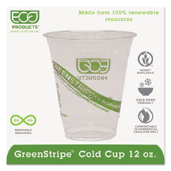 ECO-PRODUCTS EP-CC12GS GREENSTRIPE COLD DRINK CUPS, 12OZ, CLEAR