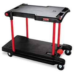RUBBERMAID COMMERCIAL PRODUCTS 430000BK CONVERTIBLE UTILITY CART, TWO-SHELF, 23-