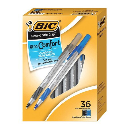 BIC CORPORATION GSMG361AST PEN,ROUNDSTIC,GRIP,AST,36CT