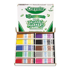 CRAYOLA 58-8211 WASHABLE CLASSPACK MARKERS, FINE POINT, 