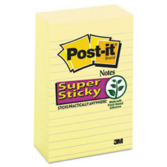 3M COMPANY 660-5SSCY SUPER STICKY NOTES, 4 X 6, LINED, CANARY