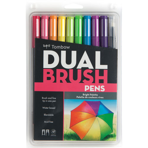 AMERICAN TOMBOW INC. 56185 TOMBOW  DUAL BRUSH PEN SET, FINE TIP/BRU