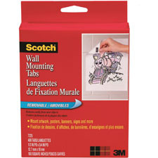 3M 7225 3M  WALL-MOUNTING TABS, REMOVABLE, 1/2"X