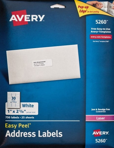 AVERY 05260 LABEL,ADD,W/P,1X2-5/8,750
