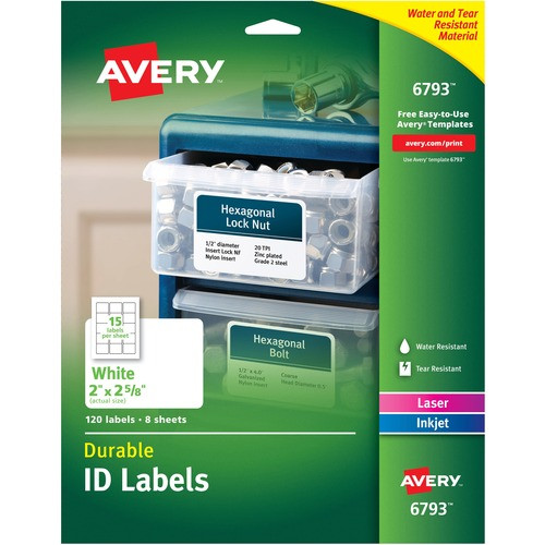 AVERY 06793 DURABLEEASYPEELIDLABELS,PK120