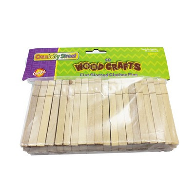 CHENILLE KRAFT COMPANY CK-368501 WOODEN FLAT SLOTTED CLOTHESPIN 40PKNATUR