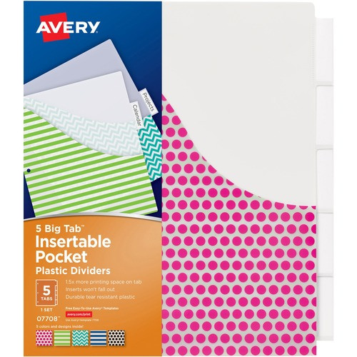 AVERY 07708 DIVIDERS,INSERT,PKT,5TAB