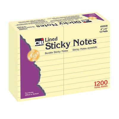 CHARLES LEONARD, INC 33546 STICKY NOTES 4X6 LINED
