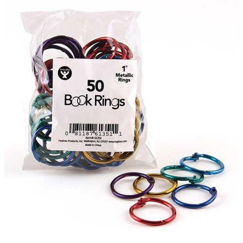 HYGLOSS PRODUCTS INC. 61351 BOOK RINGS 1IN 50 PER PACK