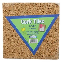 FLIPSIDE 12066 CORK TILES 6IN X 6IN SET OF 4