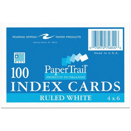 ROARING SPRING PAPER PRODUCTS 74844 CARDS,INDEX,4X6,RULED,WHT