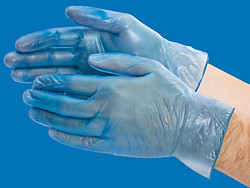USC S-15392BLU-L VINYL FOOD SERVICE GLOVES - POWDER-FREE,