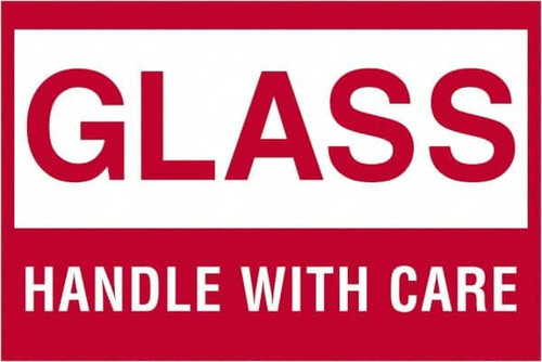 TAPE LOGIC DL1065 2" X 3" - "GLASS - HANDLE WITH CARE" LAB