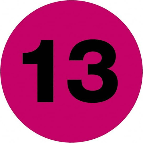 TAPE LOGIC DL6765 1" CIRCLE - "13" (FLUORESCENT PINK) NUMB