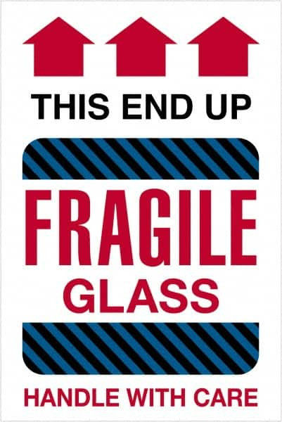 TAPE LOGIC DL1980 4" X 6" - "FRAGILE GLASS - THIS END UP" 