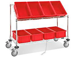 USC H-4818R WIRE TILT CART - 15 X 9 X 6" RED BINS