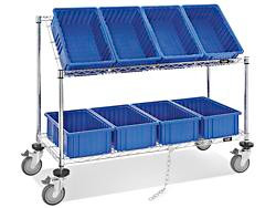 USC H-4818BLU WIRE TILT CART - 15 X 9 X 6" BLUE BINS
