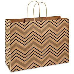 USC S-21246CHEV PRINTED KRAFT PAPER SHOPPING BAGS - 16 X