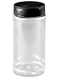 USC S-20598BL PLASTIC SPICE JARS - 16 OZ, BLACK CAP