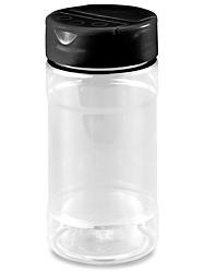USC S-20597BL PLASTIC SPICE JARS - 8 OZ, BLACK CAP