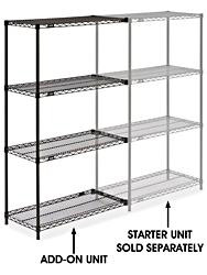 USC H-1748-63A BLACK WIRE SHELVING ADD-ON UNIT - 36 X 1