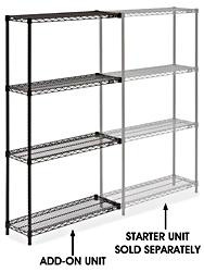 USC H-2421-63A BLACK WIRE SHELVING ADD-ON UNIT - 36 X 1