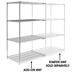 USC H-2949-86A CHROME WIRE SHELVING ADD-ON UNIT - 48 X 