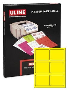 USC S-21853Y ULINE TRUE COLOR LASER LABELS - YELLOW, 