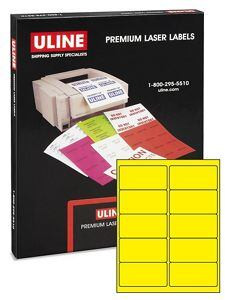 USC S-21852Y ULINE TRUE COLOR LASER LABELS - YELLOW, 
