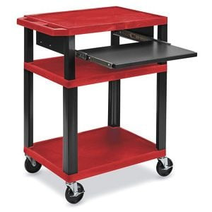 USC H-7459BL/R PLASTIC AV CART - 27 X 18 X 34", BLACK/R