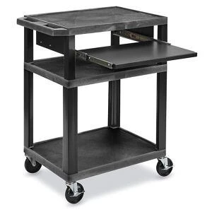 USC H-7459BL PLASTIC AV CART - 27 X 18 X 34", BLACK