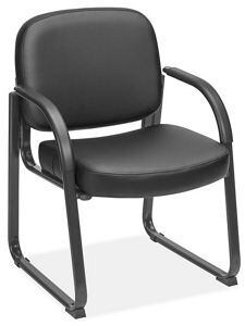 USC H-7822 VINYL SLED BASE CHAIR WITH ARMS - BLACK
