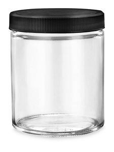 USC S-15847P-BL STRAIGHT-SIDED GLASS JARS - 6 OZ, BLACK 