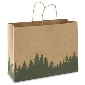 USC S-23724TREE PRINTED KRAFT PAPER SHOPPING BAGS - 16 X