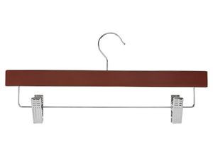 USC S-21710WAL WOOD HANGERS - ADJUSTABLE CLIPS, WALNUT