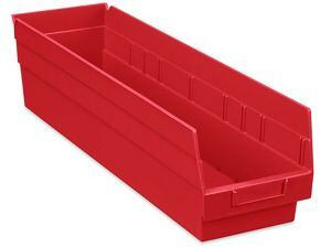 USC S-23366R PLASTIC SHELF BINS - 7 X 24 X 6", RED