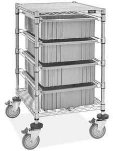 USC H-7027GR 4 BIN RESTOCKING CART - 20 X 15 X 6" GRA