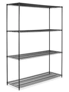 USC H-1752-96 BLACK WIRE SHELVING UNIT - 72 X 24 X 96"