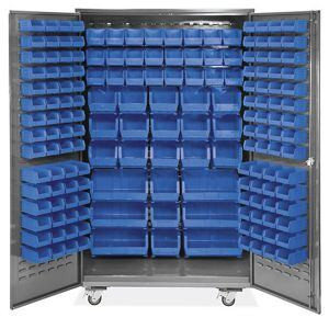 USC H-9052BLU MOBILE BIN STORAGE CABINET - 48 X 24 X 8