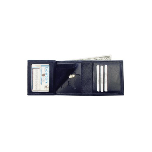 BOSTON LEATHER 375-S-5058 TRI-FOLD WALLET BADGECASE W/CC