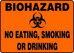 ACCUFORM SIGNS MBHZ525VS BIOHAZARD SIGN 10 X 14IN BK/ORN SURF