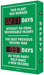 ACCUFORM SIGNS SCA217 SAFETY RECORD SIGNS 29 X 20IN AL ENG
