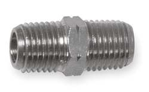 ALPHA FITTINGS 82200N-04 HEX NIPPLE NICKEL-PLATED BRASS 1/4 IN. ALPHA FITTINGS 82200N-04 HEX NIPPLE NICKEL-PLATED BRASS 1/4 IN.