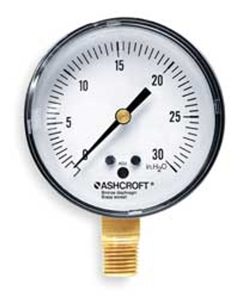 ASHCROFT 25 1490A 02L 30" H20 H8418 PRESSURE GAUGE 0 TO 30H2O 2-1/2IN 