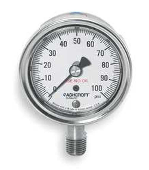 ASHCROFT 251009SW02LX6B100 D0992 PRESSURE GAUGE 0 TO 100 PSI 2-1/2I ASHCROFT 251009SW02LX6B100 D0992 PRESSURE GAUGE 0 TO 100 PSI 2-1/2I