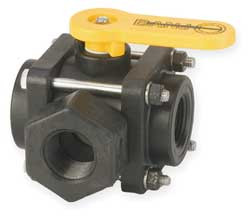 BANJO CORPORATION V100SL POLYPROPYLENE BALL VALVE 3-WAY FNPT 1 IN