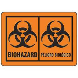 BRADY SPC ABSORBENTS 31264LS BIOHAZARD LABEL 5 IN H 3-1/2 IN W PK25